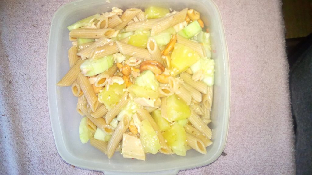 pasta salad, pineapple, chickpeas, toddler approved, pineapple and chickpea