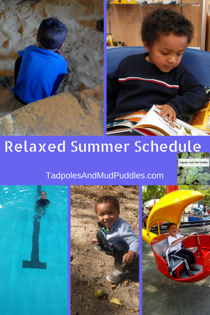Summer fun, relaxed summer schedule, relaxed summer, schedule, preschool, toddler, tadpoles and mud puddles, delgrosso's amusement park, reading, math, swimming, story time, parks, rainy day fun
