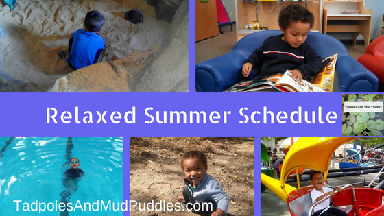 Summer fun, relaxed summer schedule, relaxed summer, schedule, preschool, toddler, tadpoles and mud puddles, delgrosso's amusement park, reading, math, swimming, story time, parks, rainy day fun