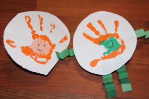 St. Patrick's Day leprechaun hand print puppets