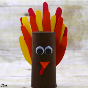 handprint turkey craft from a dab of glue will do