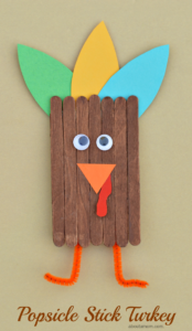 Popsicle stick turkey from About a Mom