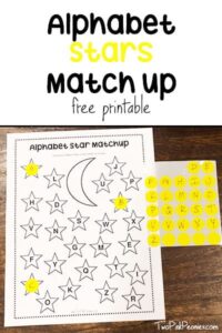 alphabet stars match up free printable from two pink peonies