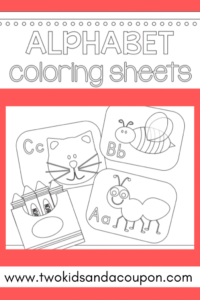 Alphabet coloring from Two Kids and a Coupon