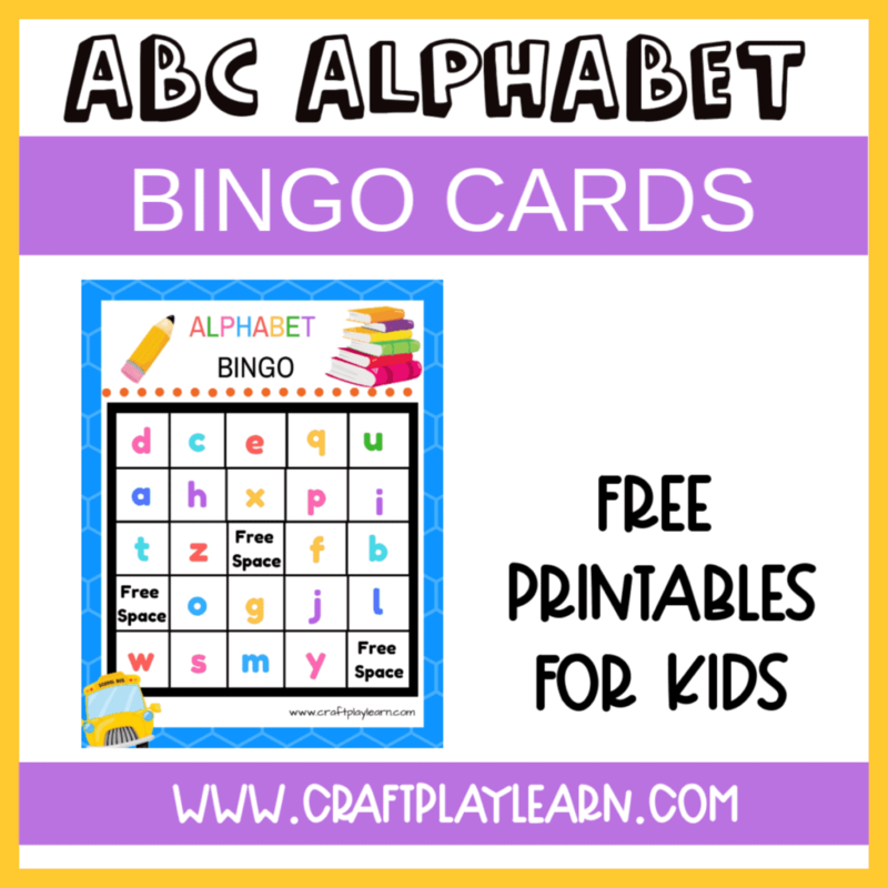 Alphabet bingo cards from The Inspiration Edit